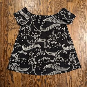 Always A.line Hawaii Short Sleeve Off the Shoulder Top - Crest Wave - Small